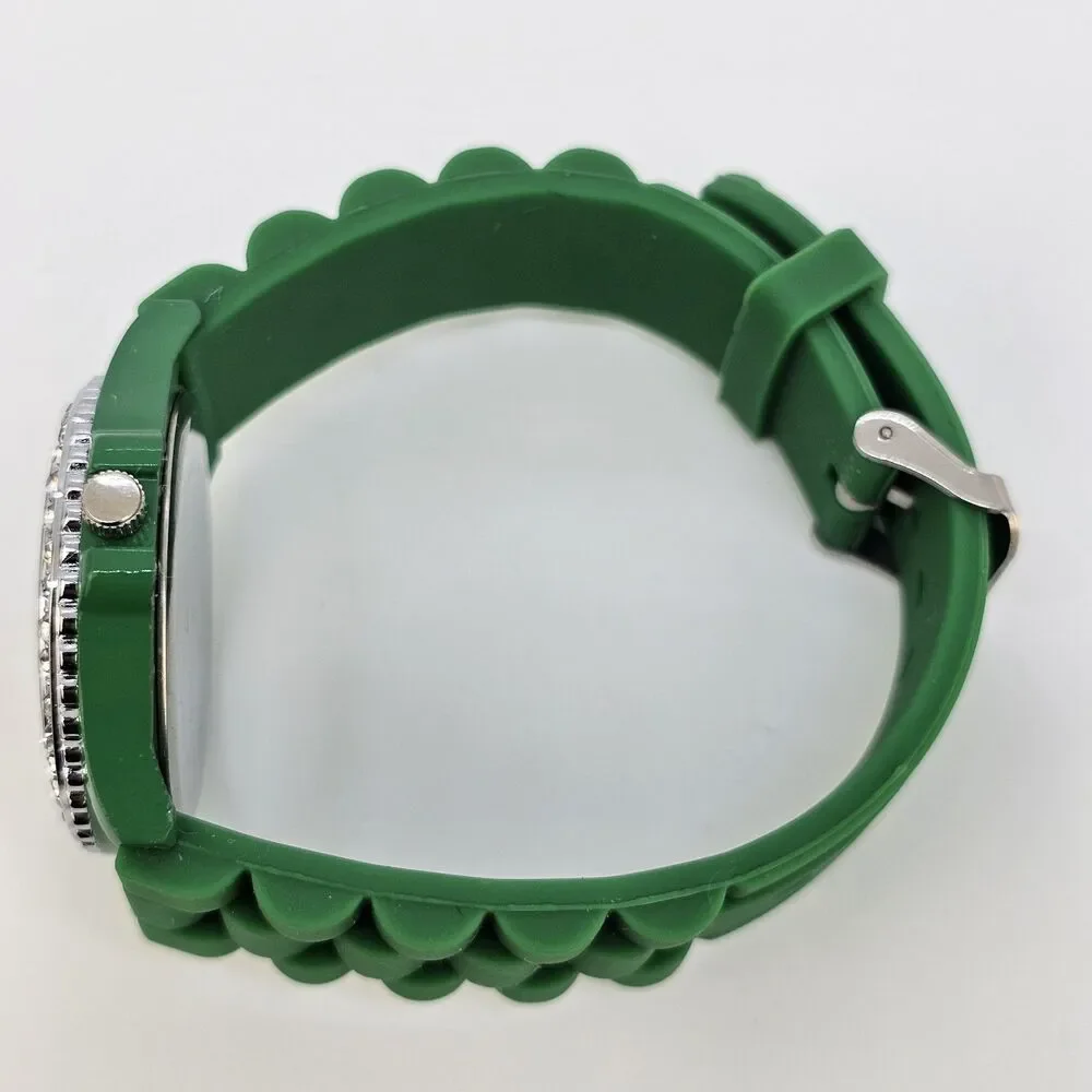 38MM Women's Watch Green Dial Green‎ Plastic Band Straps New Battery